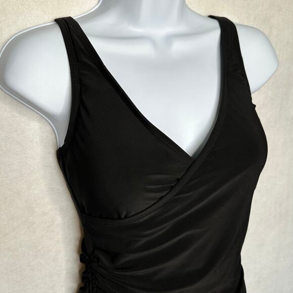 NWT Beyond Control Black Draped V-Neck Swimdress One-Piece – Size 8 - Picture 8 of 15